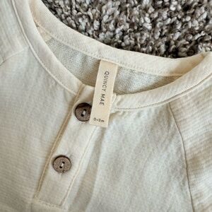 Quincy Mae Ivory Woven Organic Cotton Baby Shirt with Buttons